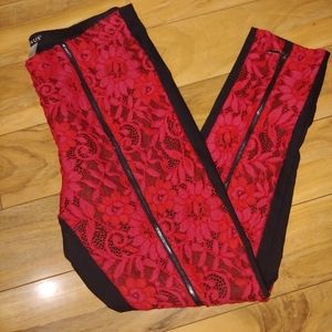 Lace front and zipper on both legs pants